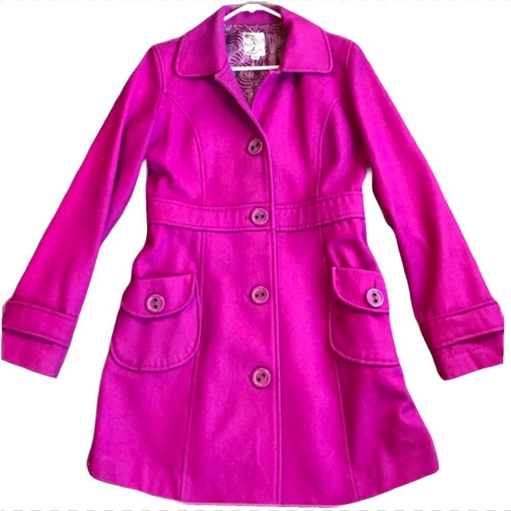 🟣 SHI BY JOURNEYS MID LENGTH MAGENTA COAT SIZE MEDIUM